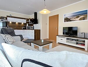 Ferienwohnung Sandornwed 1a Wohnzimmer mit Küche