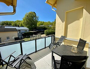 Die Ferienwohnung Kaiserperle ist wegen des sonnigen Balkons beliebt bei Usedom-Urlaubern. 