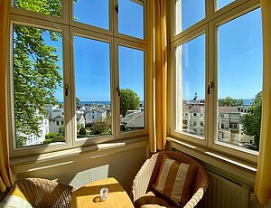 Ferienwohnung 12 der Villa Schlossbauer mit Aussicht über den Dächern von Heringsdorf