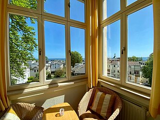 Ferienwohnung 12 der Villa Schlossbauer mit Aussicht über den Dächern von Heringsdorf