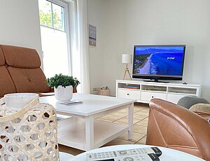 Ferienhaus Ostseekind mit großem TV im Wohnzimmer