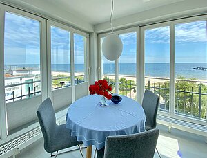 Ferienwohnung Meerblick im Seeschloss Bansin mit frontalem Seeblick aus der zweiten Etage