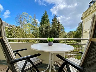 Balkon in der Residenz Bleichröder 12 mit Blick in den Park