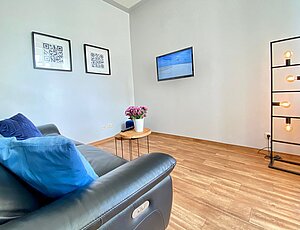 modernes Wohnzimmer der Ferienwohnung Kleine Anna Heringsdorf